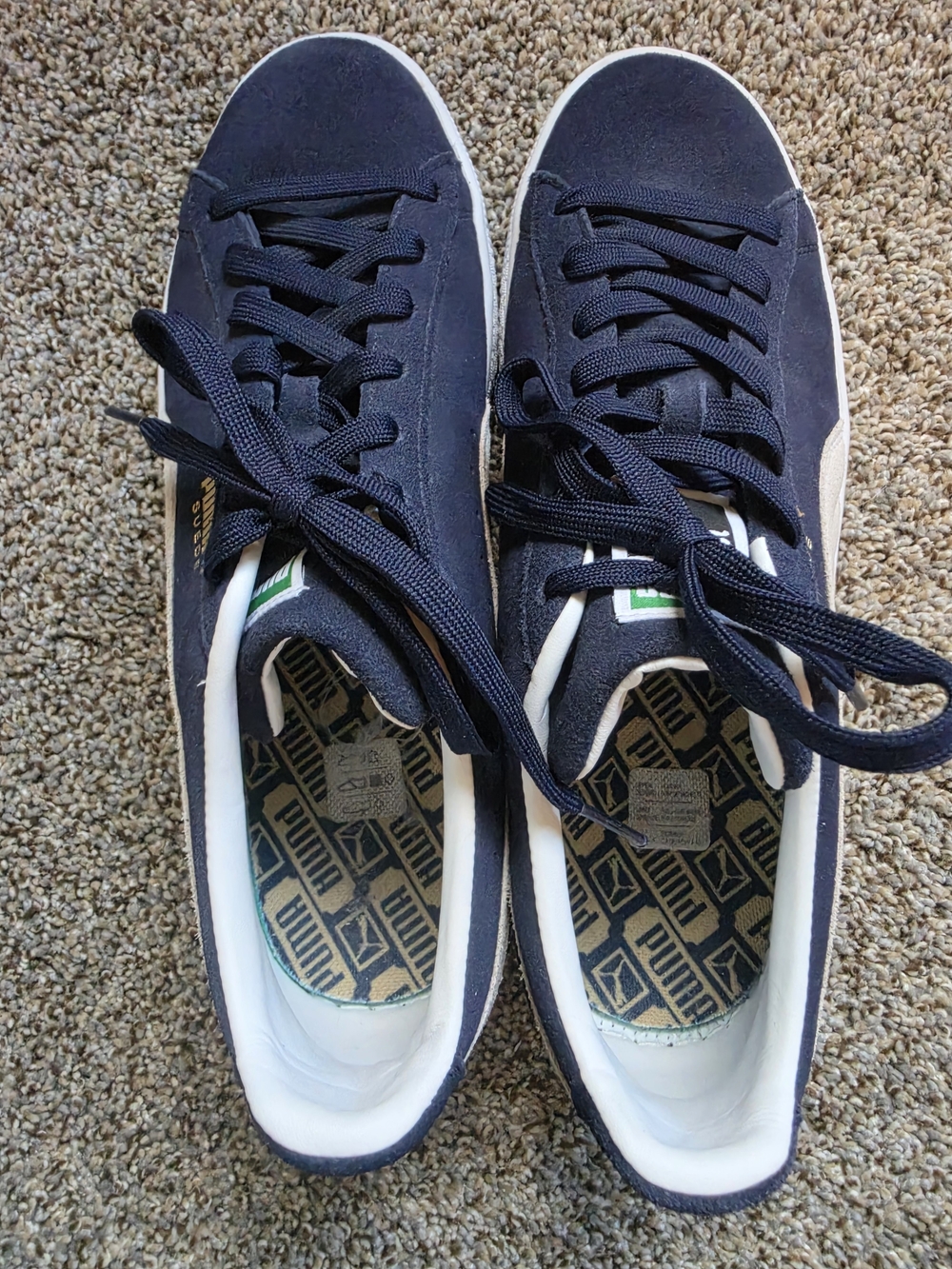 Puma Navy Suede Low-Top Sneakers with White Trim